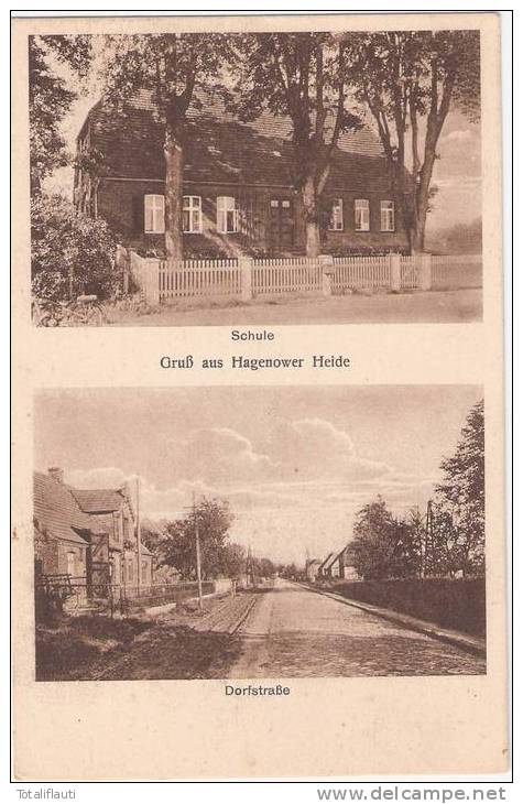 Gruß Aus Hagenow Er Heide Mecklenburg Schule Dorfstrasse Ungelaufen - Hagenow