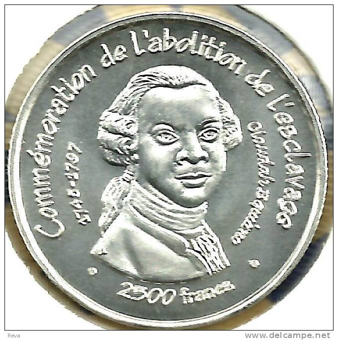 BENIN 2500 FRANCS ABOLITION OF SLAVERY MAN FRONT EMBLEM BACK 2007 ESSAI PROOF KM:E SILVER READ DESCRIPTION CAREFULLY !!! - Benín