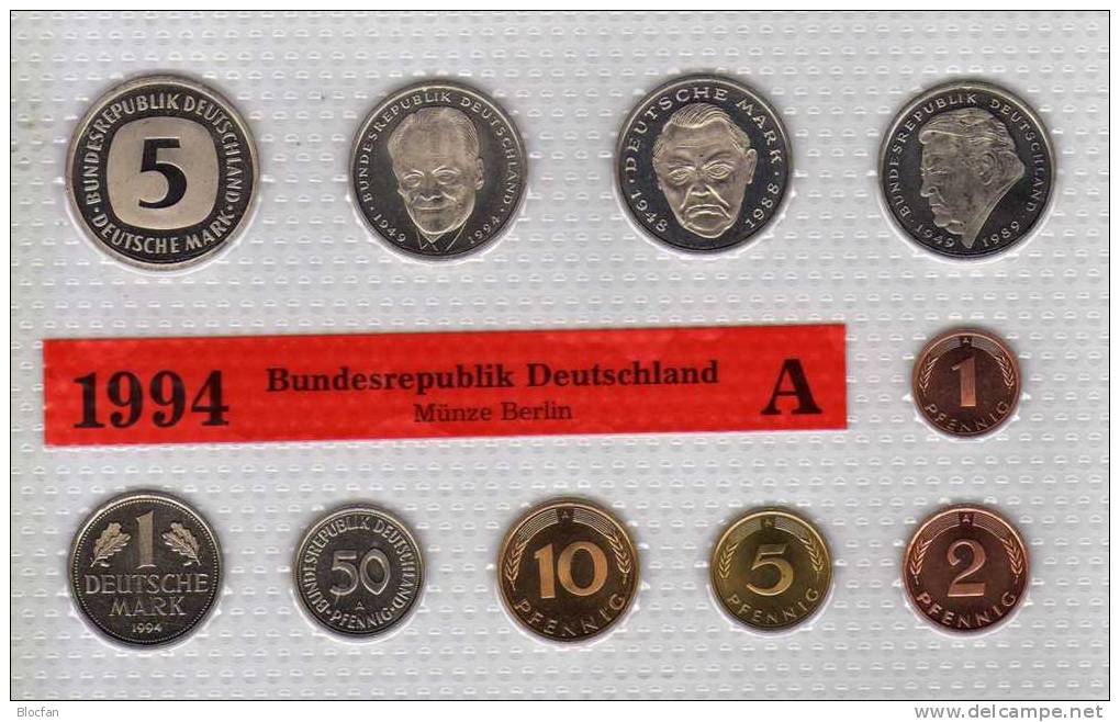 Deutschland 1994 Prägeanstalt A Stg 25€ Stempelglanz Im Kursmünzensatz Der Staatlichen Münze Berlin Set Coin Of Germany - Mint Sets & Proof Sets