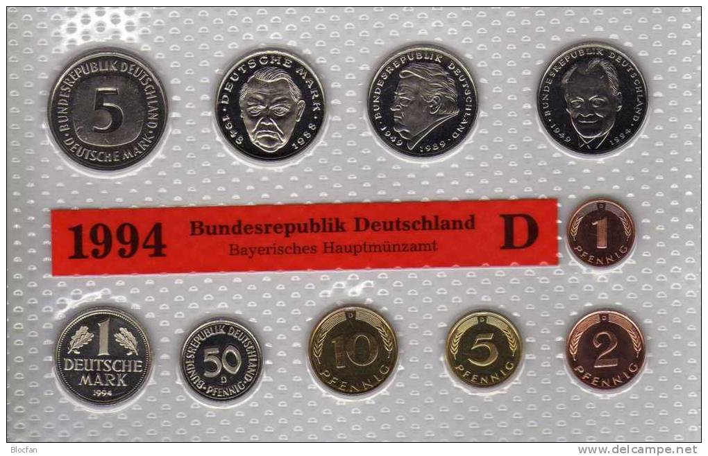 Deutschland 1994 Prägeanstalt D Stg 25€ Stempelglanz Im Kursmünzensatz Der Staatlichen Münze München Set Coin Of Germany - Sets De Acuñados &  Sets De Pruebas