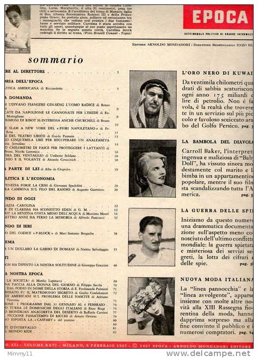 Epoca -La Nascita Di Carolina Di Monaco - Kirk Douglas Interpreta Van Gogh... 03-02-1957 - N° 331 - Cinema
