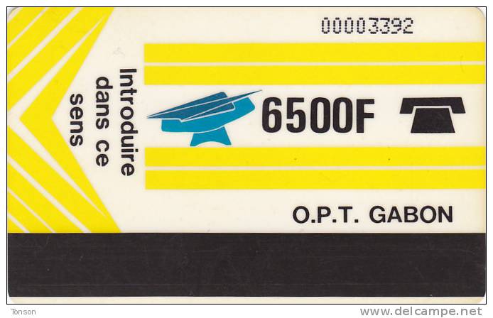 Gabon, GAB-07, New Logo , 6500F, Yellow, Reverse Avec Un Compte, 2 Scans. - Gabon