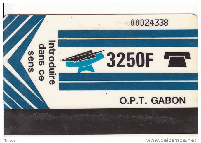 Gabon, GAB-05, New Logo , 3250F, Blue, Reverse : La Machine, 2 Scans. - Gabun