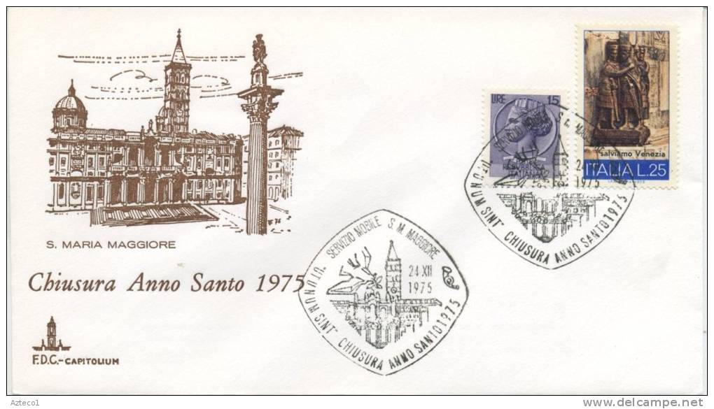 ITALIA - FDC CAPITOLIUM 1975 - CHIUSURA ANNO SANTO -  ANNULLO SPECIALE SANTA MARIA MAGGIORE - FDC