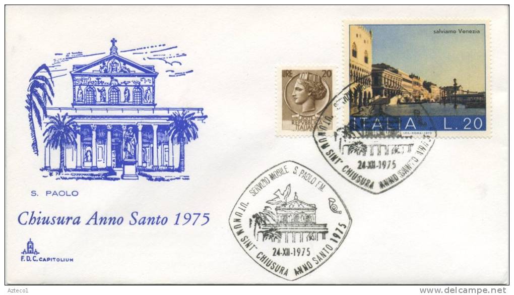 ITALIA - FDC CAPITOLIUM 1975 - CHIUSURA ANNO SANTO -  ANNULLO SPECIALE SAN PAOLO - FDC