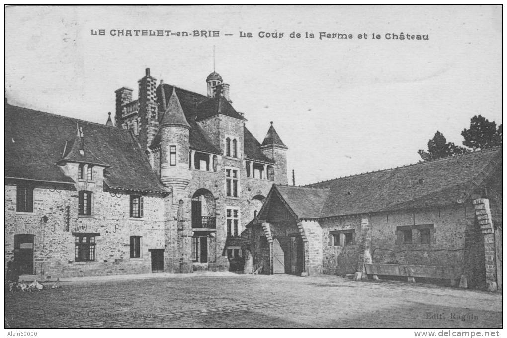 77 - LE CHATELET-en-BRIE - La Cour De La Ferme Et Le Château. - Le Chatelet En Brie