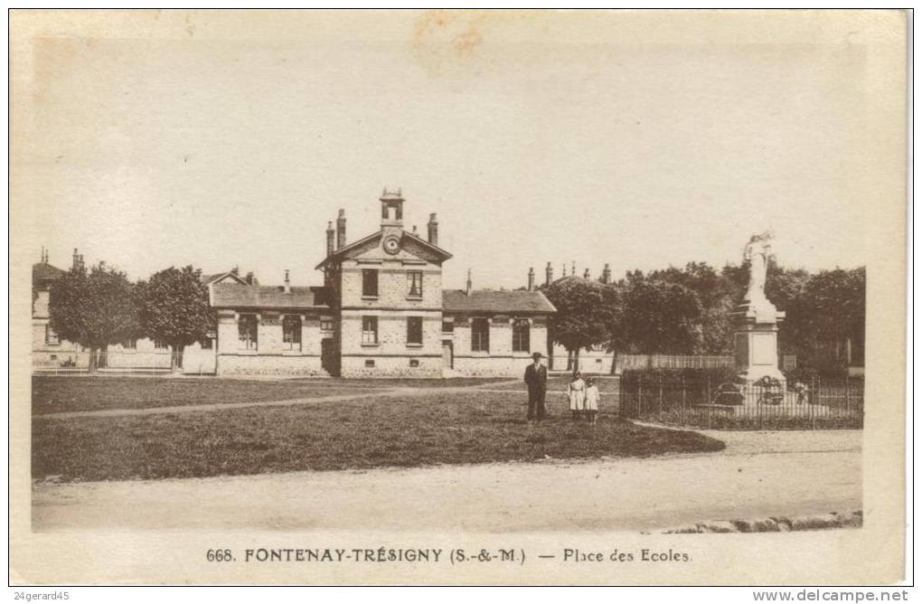 CPSM FONTENAY TRESIGNY (Seine Et Marne) - Place Des Ecoles - Fontenay Tresigny