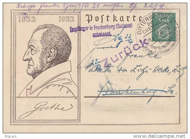 DR GS Minr.P213 SST Dittersdorf Bei Chemnitz 19.4.32 Irrläufer !!!!!!!!! - Briefe U. Dokumente