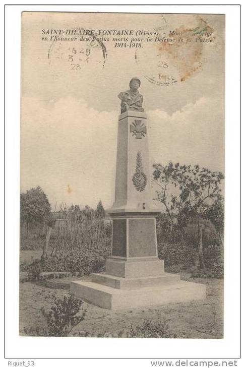 SAINT-HILAIRE-FONTAINE-Mo Nument érigé En L´honneur Des Poilus... 1914-1918 - Sonstige & Ohne Zuordnung