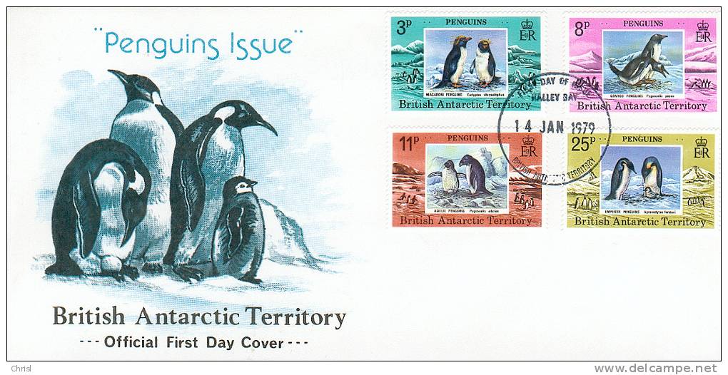 British Antarctic Territory 1979 Brids - Penguins, Set On First Day Cover - FDC