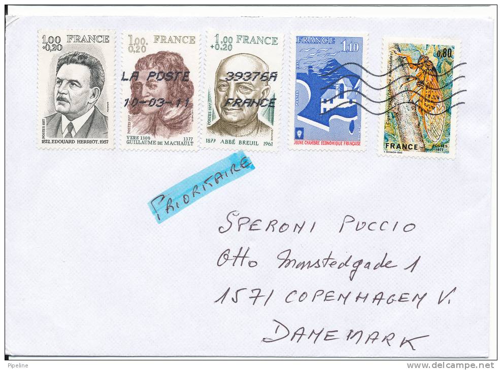 France Cover Sent To Denmark 10-3-2011 - Lettres & Documents