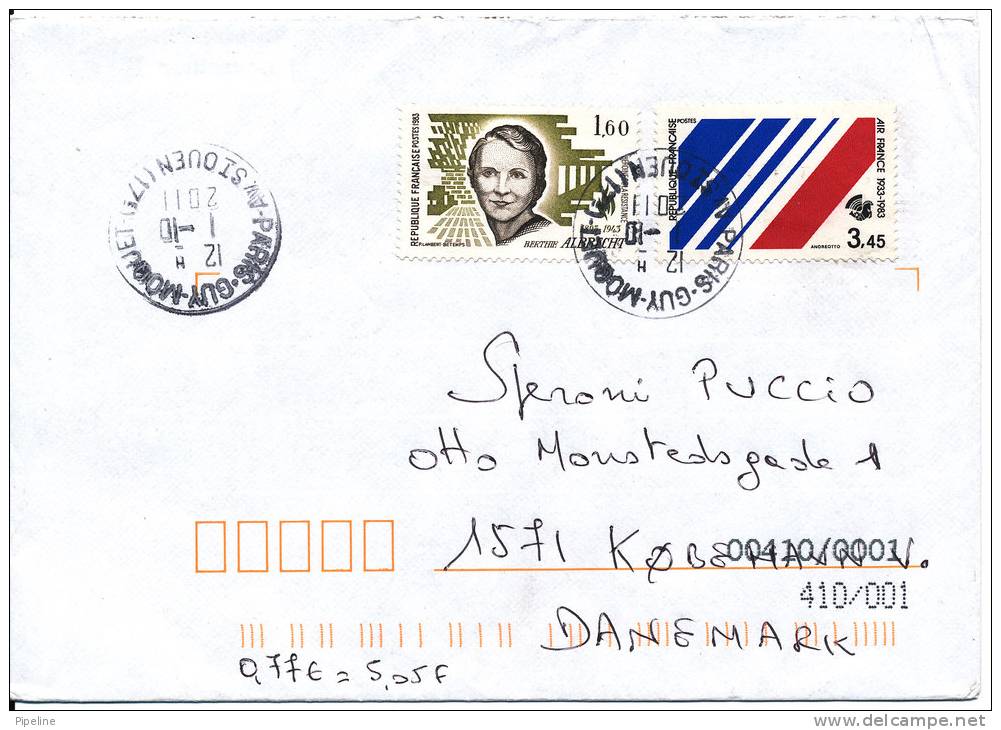 France Cover Sent To Denmark 1-10-2011 - Lettres & Documents