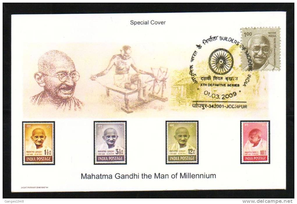 INDIA 2009  Mahatma Gandhi First Day Issue Card  #  11380   Indien Inde - Mahatma Gandhi