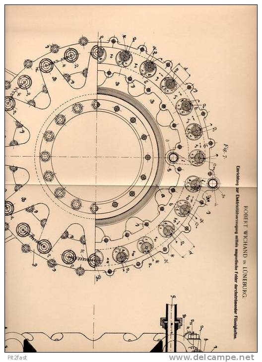 Original Patentschrift - R. Wichand In Lüneburg , 1900 , Elektricitätserzeugung , Elektricität !!! - Documenti Storici