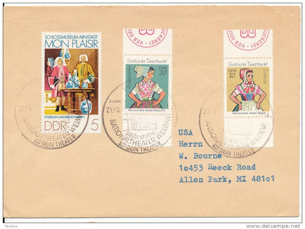 Germany DDR Cover Sent To USA Weimar 21-3-1973 - Covers & Documents
