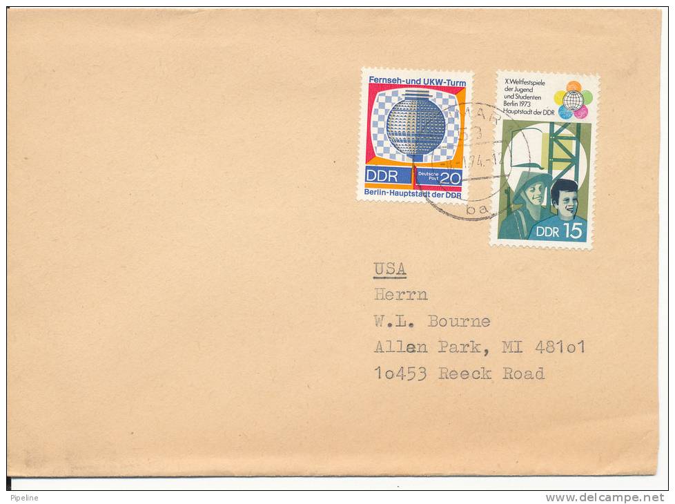 Germany DDR Cover Sent To USA Weimar 8-1-1974 - Covers & Documents