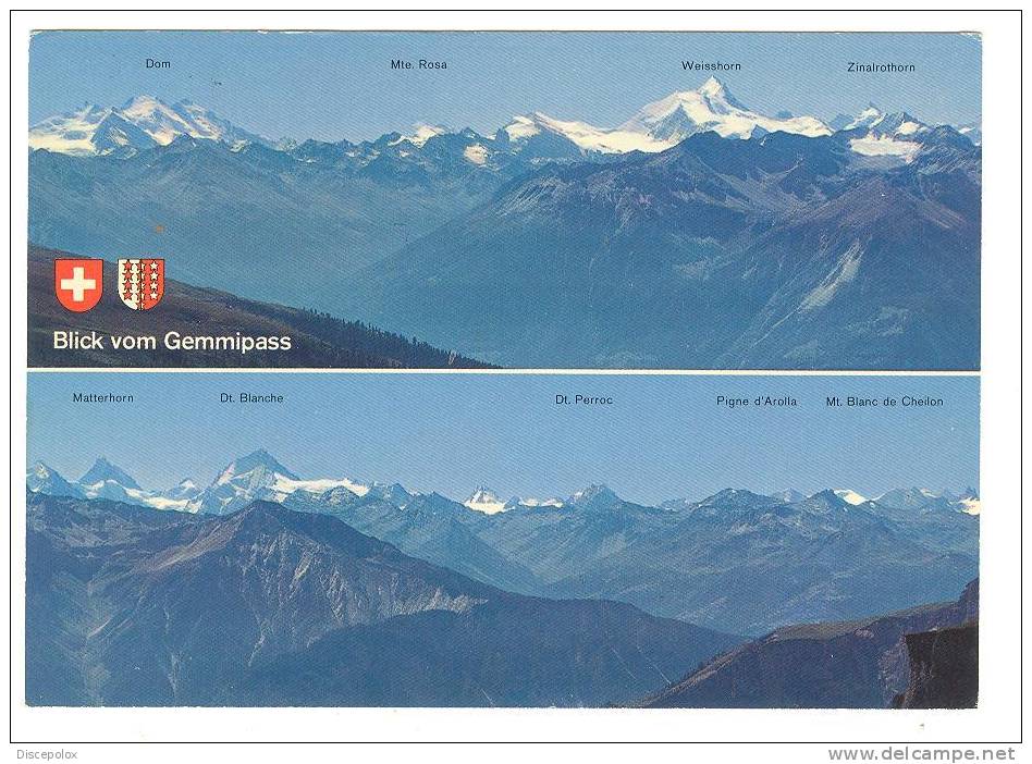 C1342 Blick Vom Gemmipass - Leukerbad - Kandersteg Auf Die Walliseralpen / Viaggiata 1987 - Steg