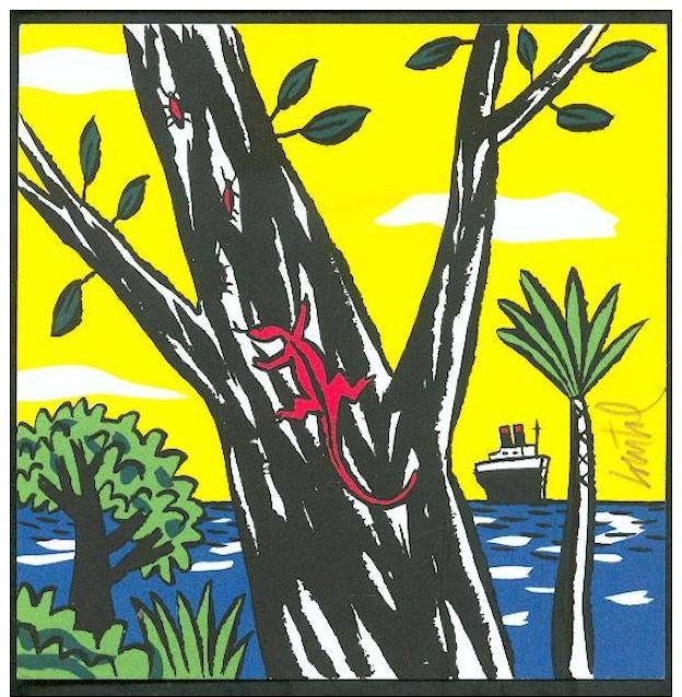 LOUSTAL : ANIMAUX 3 ,Le Caméleon Dans L´Arbre Bateau Mer Bleue, Ex-Libris Belle Sérigraphie A L´Ancienne * XL Signé NEUF - Künstler J - L