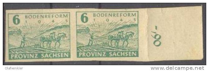 SBZ Provinz Sachsen 6 Pf Paar Mi 85 Wa / Sc 13N13  / YT 20 Geprüft / Signed Postfrisch/neuf Sans Charniere/MNH [ls64] - Ungebraucht