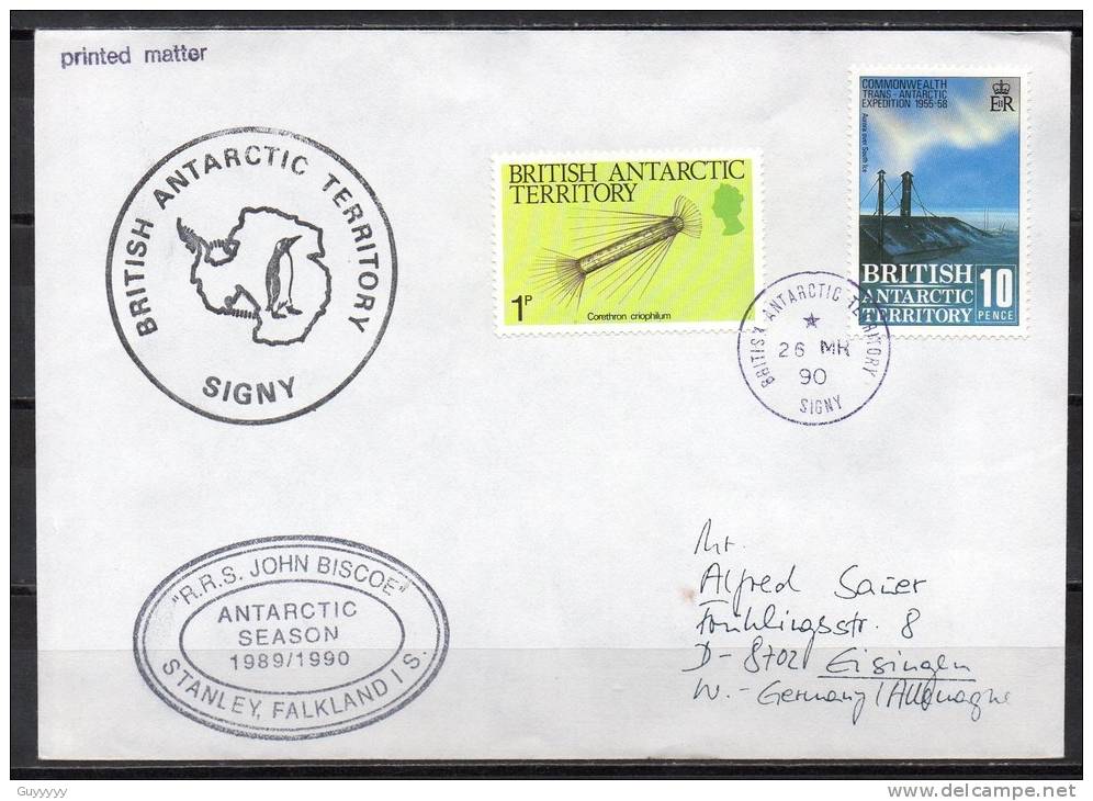 British Antartic Territory - Lettre - RRS John Biscoe - 1990 - Briefe U. Dokumente