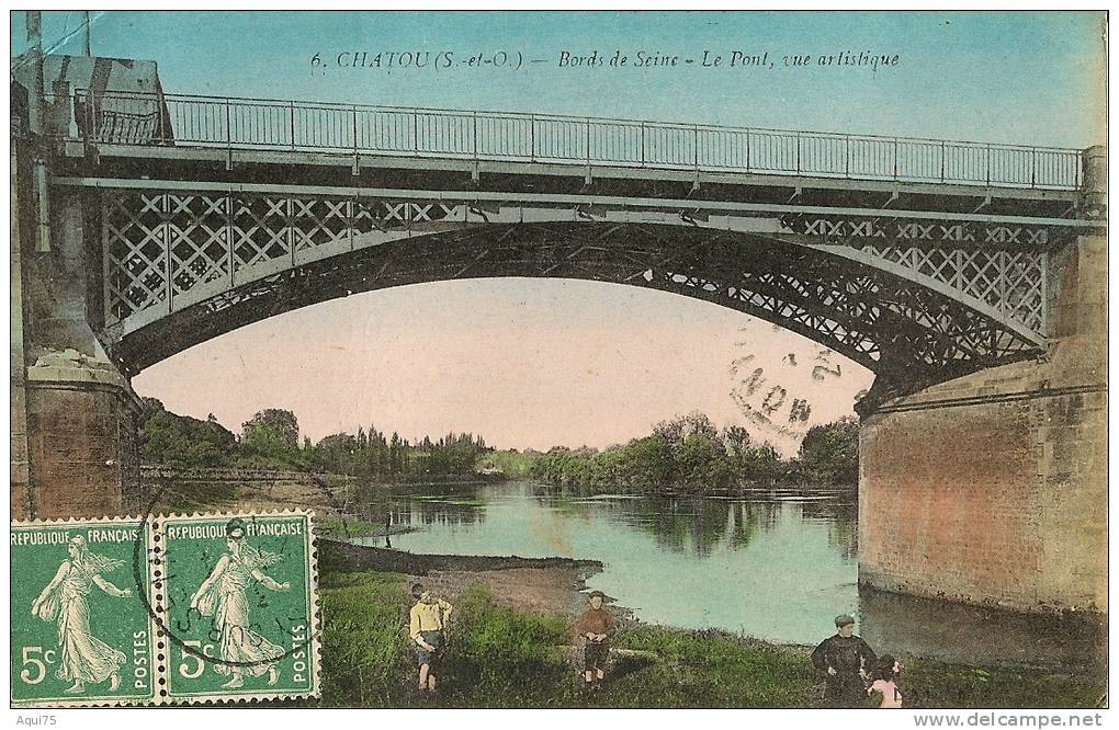 CHATOU    Bords De Seine.Le Pont,vue Artistique  (animation) - Chatou