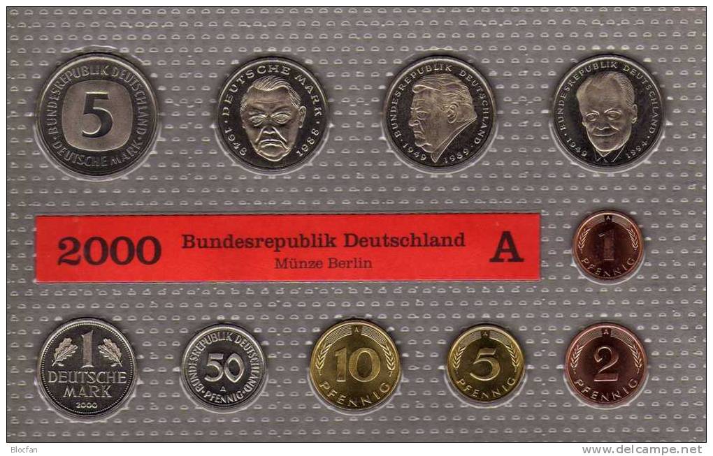 Millenium-Satz Deutschland 2000 Prägeanstalt A Stg 45€ Stempelglanz Der Staatlichen Münze In Berlin Set Coin Of Germany - Sets De Acuñados &  Sets De Pruebas