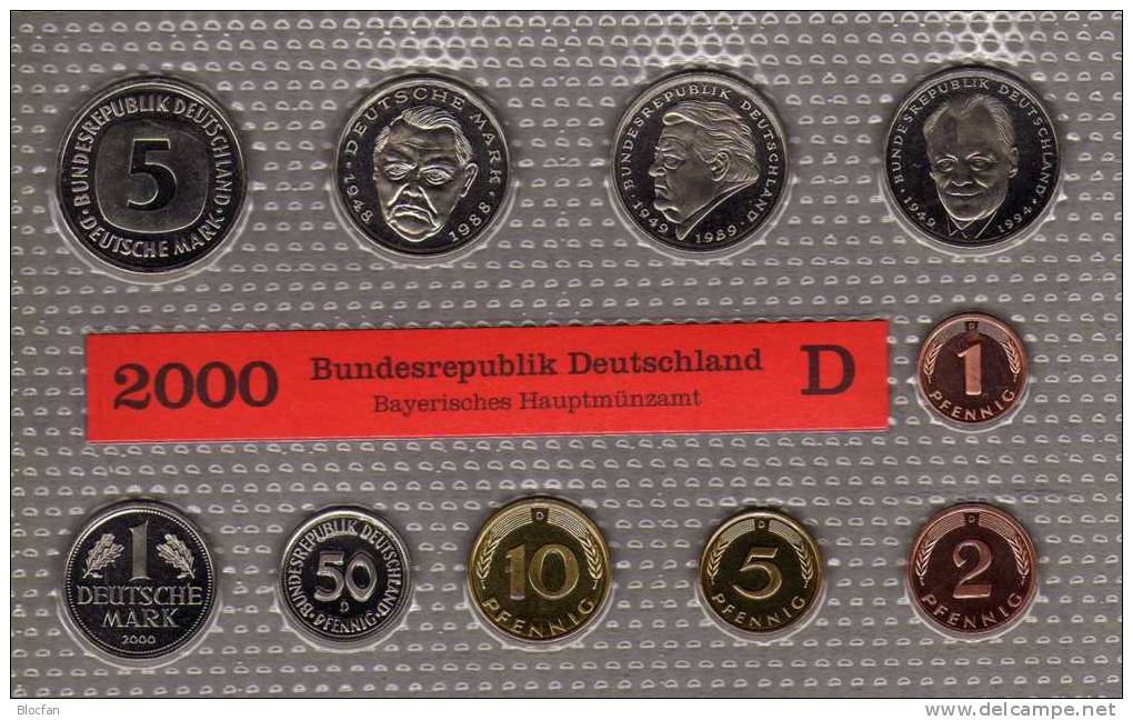 Millenium-Satz Deutschland 2000 Prägeanstalt D Stg 45€ Stempelglanz Der Staatlichen Münze Hamburg Set Coin Of Germany - Mint Sets & Proof Sets