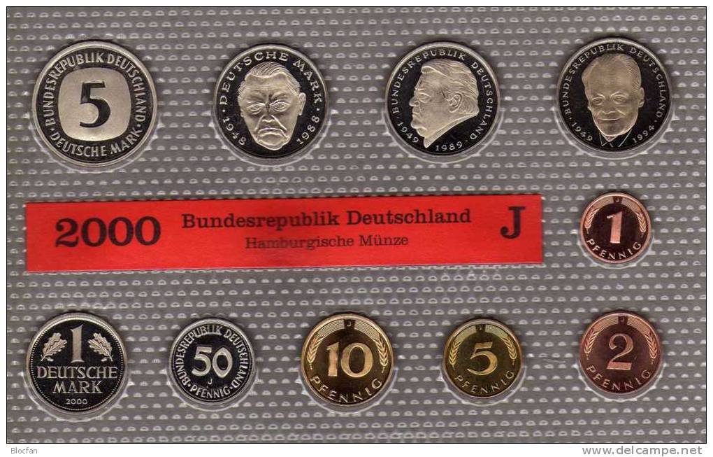 Millenium-Satz Deutschland 2000 Prägeanstalt J Stg 45€ Stempelglanz Der Staatlichen Münze In Hamburg Set Coin Of Germany - Münz- Und Jahressets