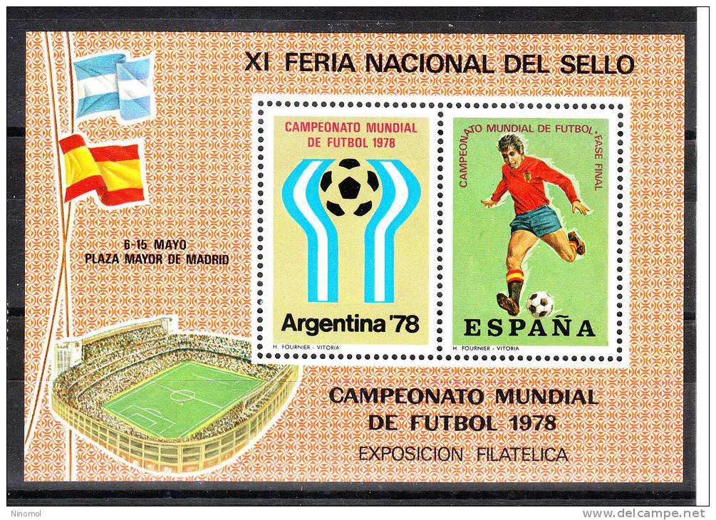 Spagna   -   1978.  Expo Filatelica  Per  Mondiale  " Argentina '78 " .  Logo  E  Calciatore.  MNH, Perfetto - 1978 – Argentine