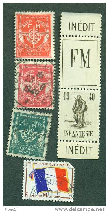 Timbres FRANCHISE MILITAIRE - Military Postage Stamps