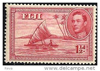 FIJI ISLANDS BRITISH PICTORIALBOAT KGVI HEAD 1&1/2 P RED USEDH 1938 SG252a POSTMARK RIGHT READ DESCRIPTION!! - Fiji (...-1970)