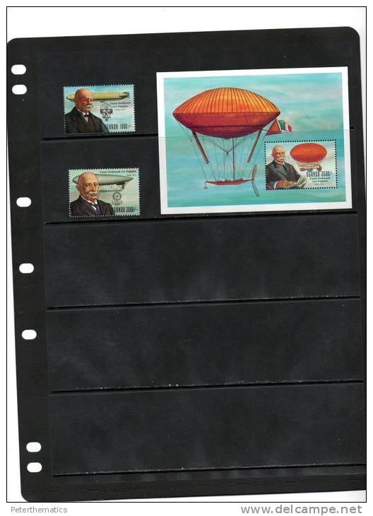 UGANDA,1992, ZEPELLIN, 2v+S/SHEET  , MNH - Zeppelins