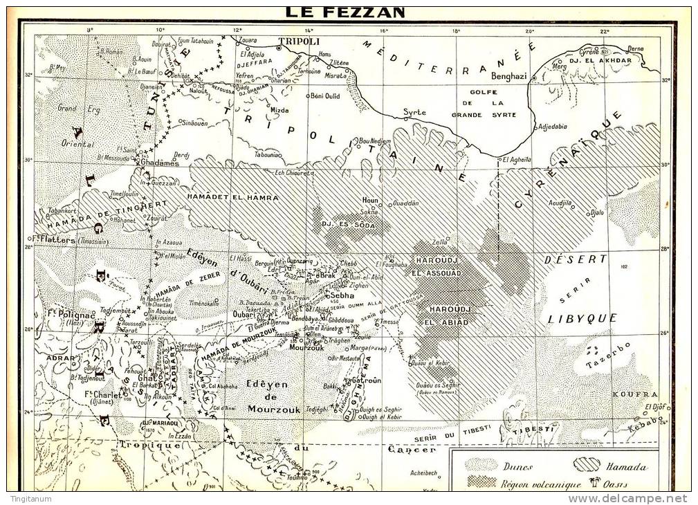 ALGERIE COLONIALE- CARTE GEOGRAPHIQUE DU FEZZAN-1948 - Cartes Géographiques