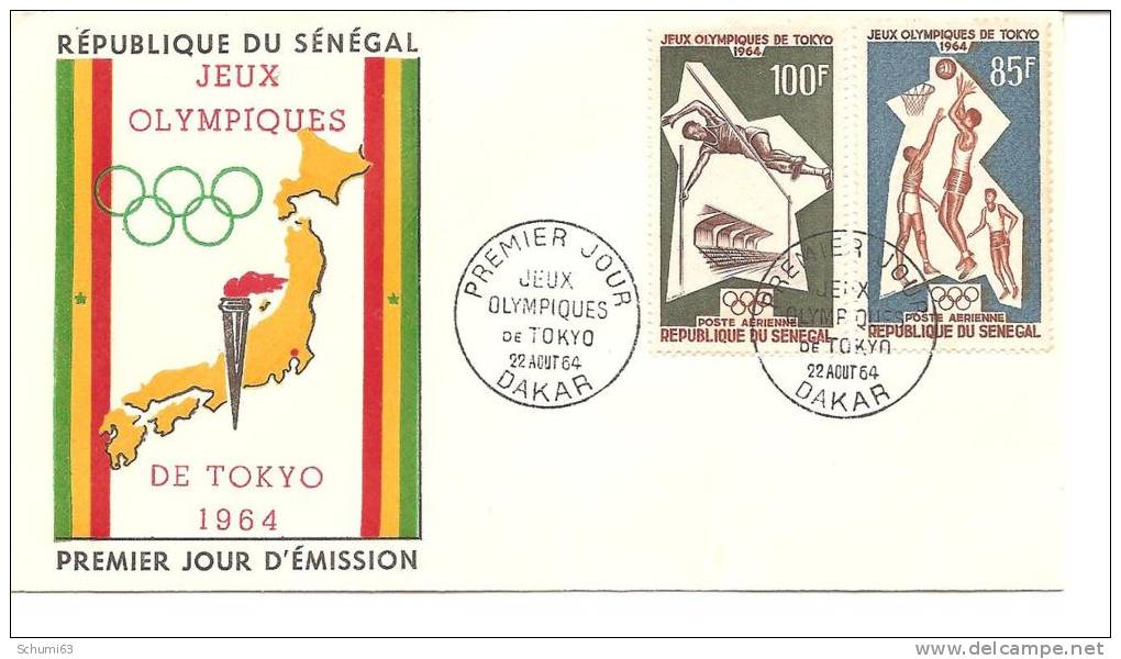 Enveloppe Premier Jour -timbres - Republique  Senegal - Dakar- Jeux Olympiques Tokyo -1964- A Voir - Collections