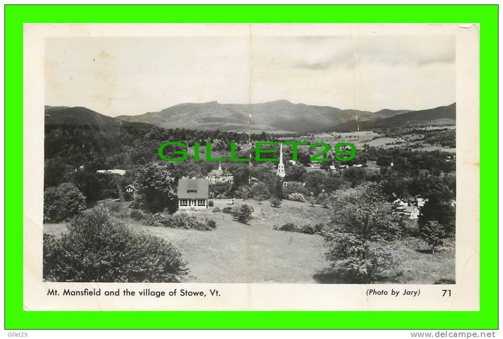 STOWE, VT - MT. MANSFIELD & THE VILLAGE OF STOWE - PHOTO BY JARY - TRAVEL IN 1952 - - Other & Unclassified