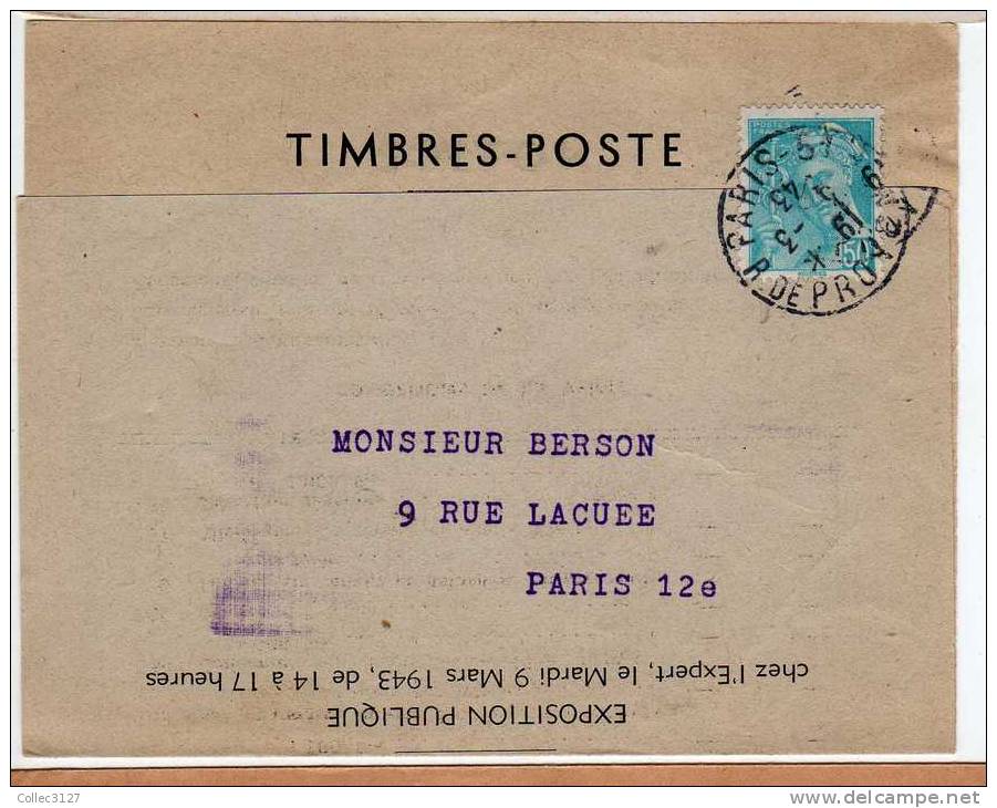 Notice De Vente De Timbres Poste à L'Hotel Drouot - 1943 - Expert Octave Roumet - Non Ouvert - Catalogues De Maisons De Vente