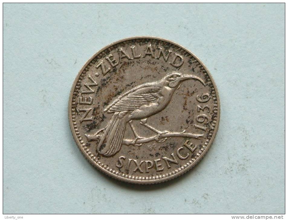 1936 - SIX PENCE / KM 2 ( Uncleaned - For Grade, Please See Photo ) ! - Nouvelle-Zélande