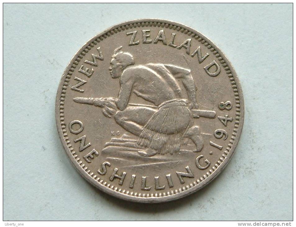 1948 - ONE SHILLING / KM 17 ( Uncleaned - For Grade, Please See Photo ) ! - New Zealand