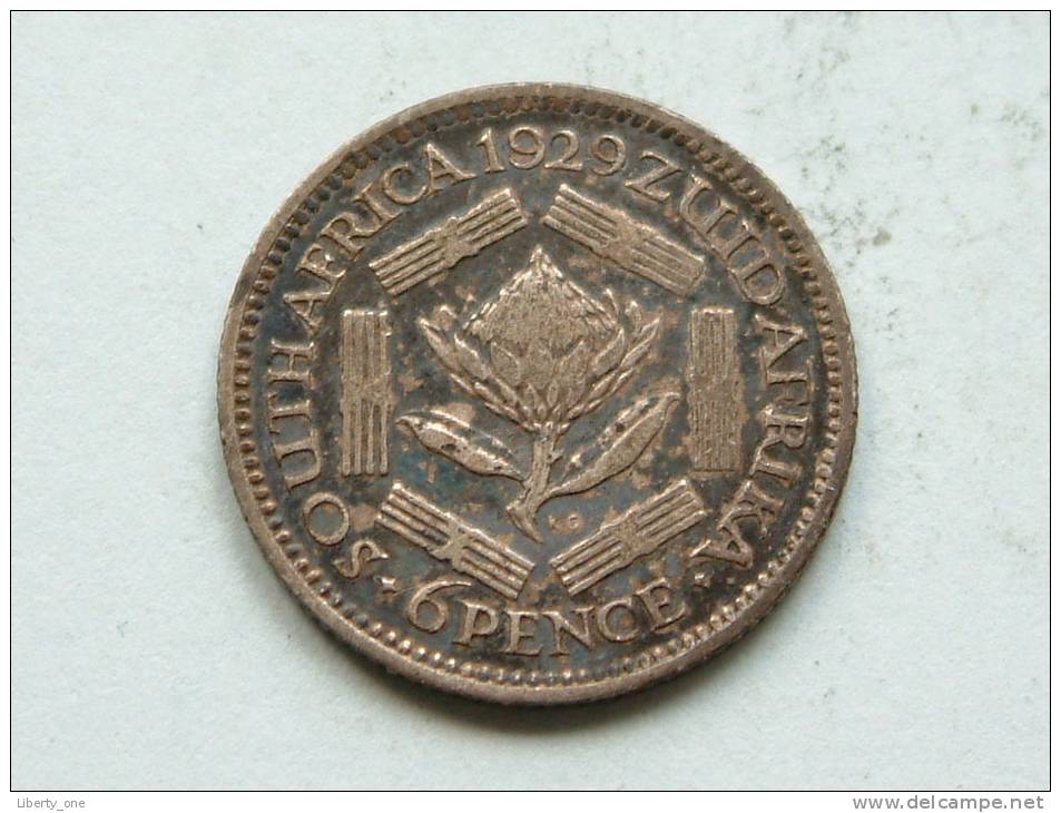 1929 - 6 PENCE / KM 16.1 ( Uncleaned - For Grade, Please See Photo ) ! - Afrique Du Sud