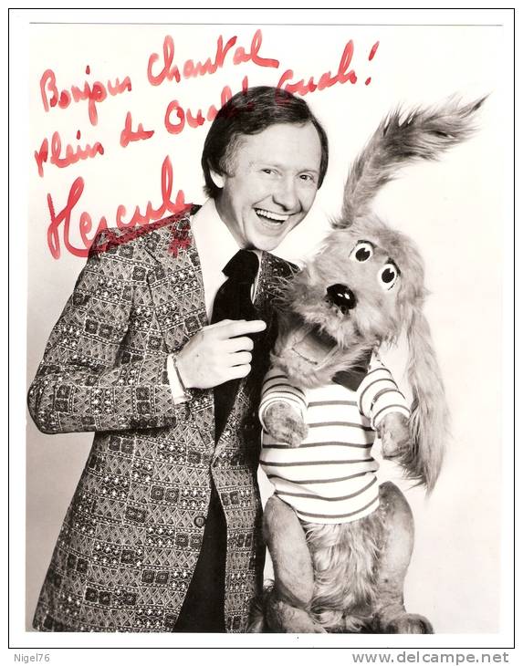 Photo Originale Dédicacée Du VENTRILOQUE JACQUES COURTOIS Et Sa Marionnette Le Chien HERCULE - Artiste Music-hall - Célébrités