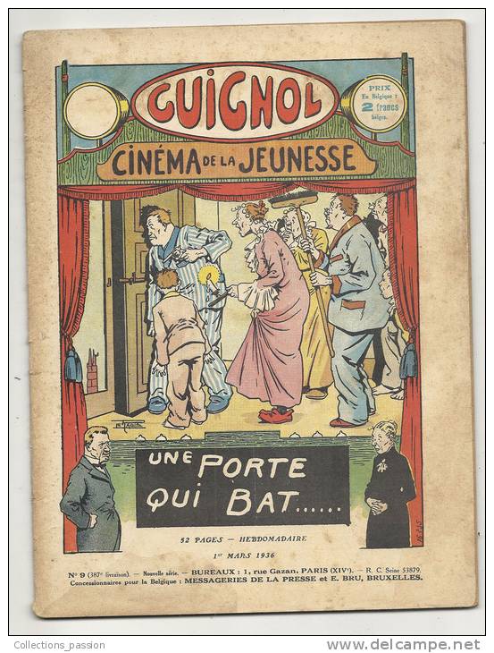 Hebdomadaire, "Guignol" - Cinéma De La Jeunesse - N° 9  - 1er/03/1936 - Une Porte Qui Bat... - Other & Unclassified