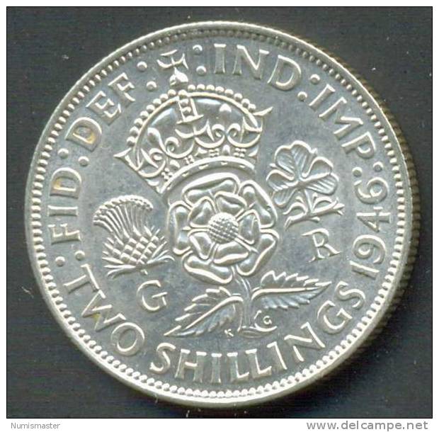 GREAT BRITAIN , FLORIN 1946 , SILVER - J. 1 Florin / 2 Shillings