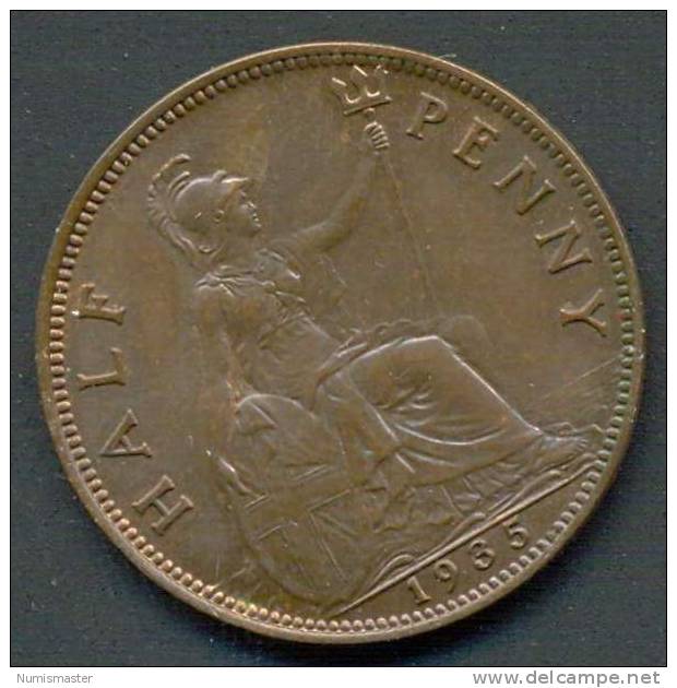 GREAT BRITAIN , 1/2 PENNY 1935 , UNC - C. 1/2 Penny