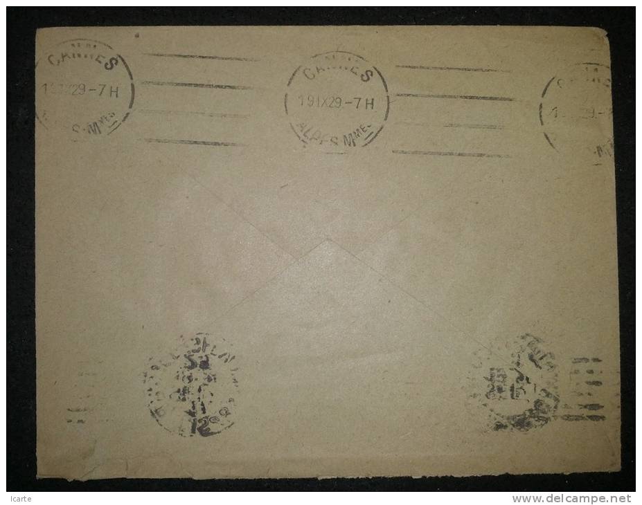 Enveloppe à En-tête DISQUES ODEON De 1929 De PARIS Pour CANNES - 78 T - Disques Pour Gramophone