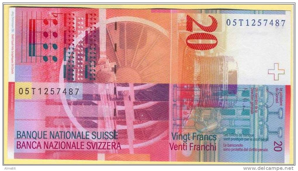 Switzerland 20 Francs Note UNC  ( Svizra Suisse Svizzera Schweizerische ) - Suiza