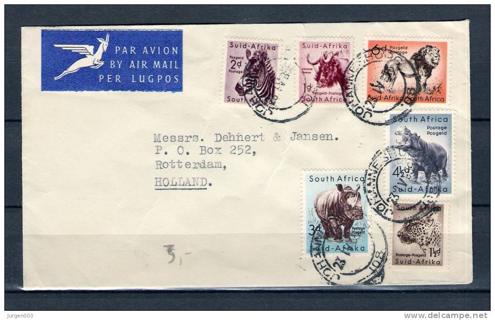 South Africa , 23/06/1956  Air Mail - JOHANNESBURG  (GA1378) - Rhinoceros