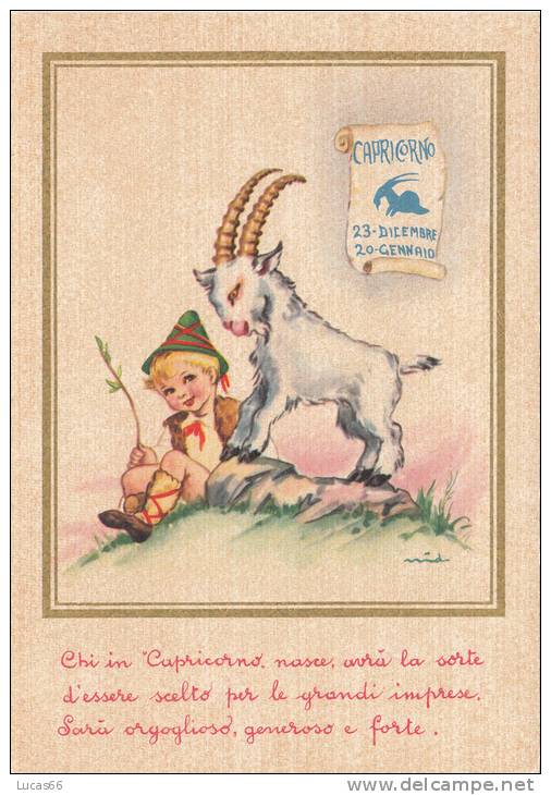 CARTOLINA POSTCARD SEGNO ZODIACALE CAPRICORNO ZODIAC CAPRICORN NON VIAGGIATA  ANNI 60 - Astronomia