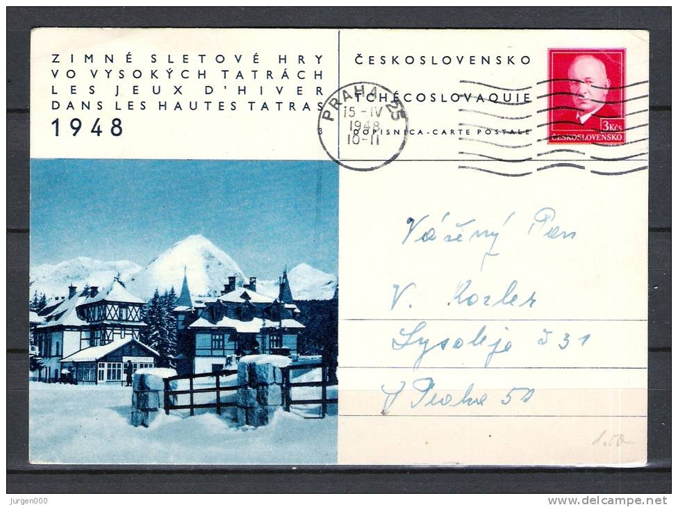 CESKOSLOVENSKO , 15/06/1948  PRAHA  (GA1454) - Hiver 1948: St-Moritz