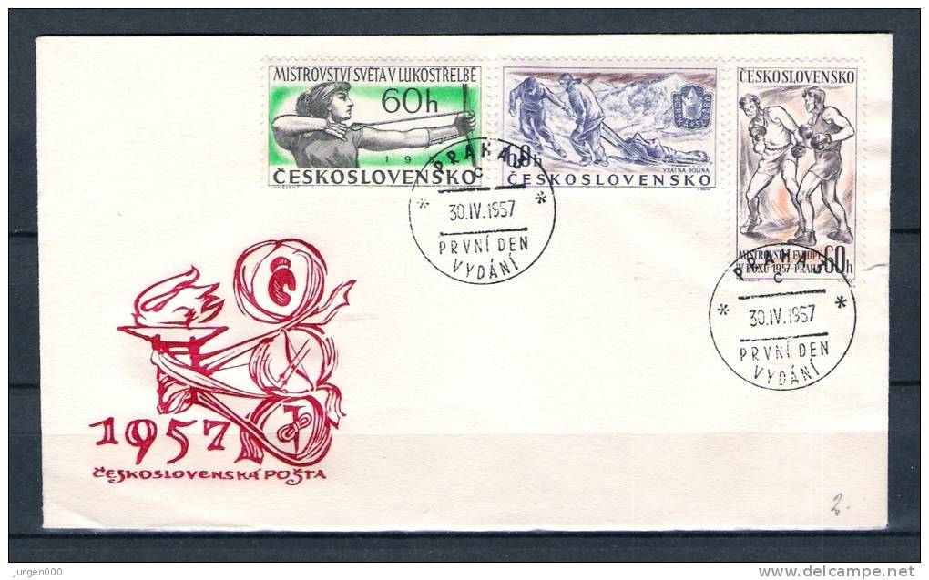 CESKOSLOVENSKO , 30/06/1957 Den Vydani - PRAHA (GA1539) - Winter 1956: Cortina D'Ampezzo