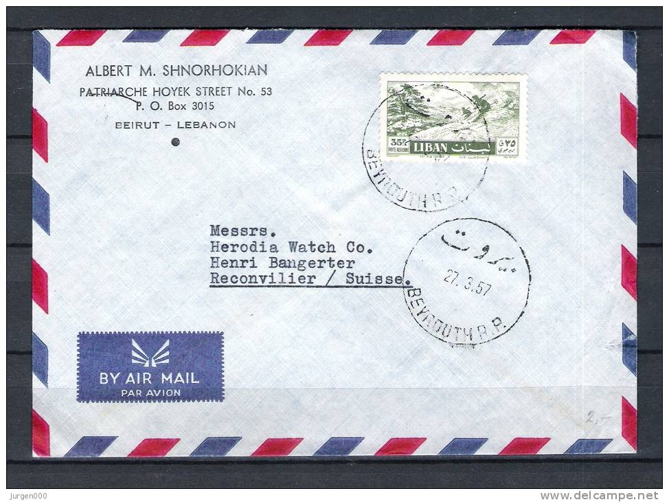 LIBAN, 27/03/1957 Air Mail  -  BEYROUTH (GA1554) - Hiver 1956: Cortina D'Ampezzo